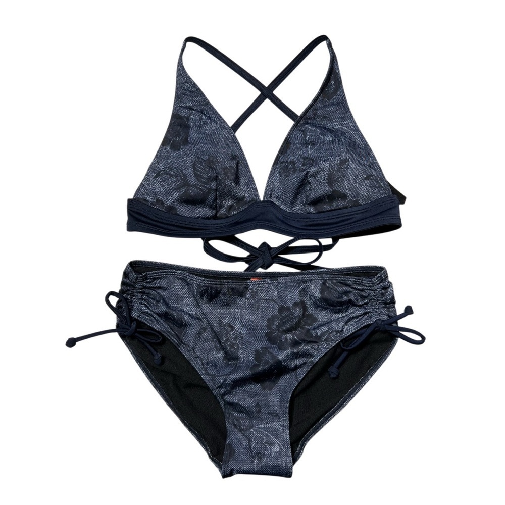 Joe Fresh Black and‎ Blue Bikini with Adjustable Side Ties